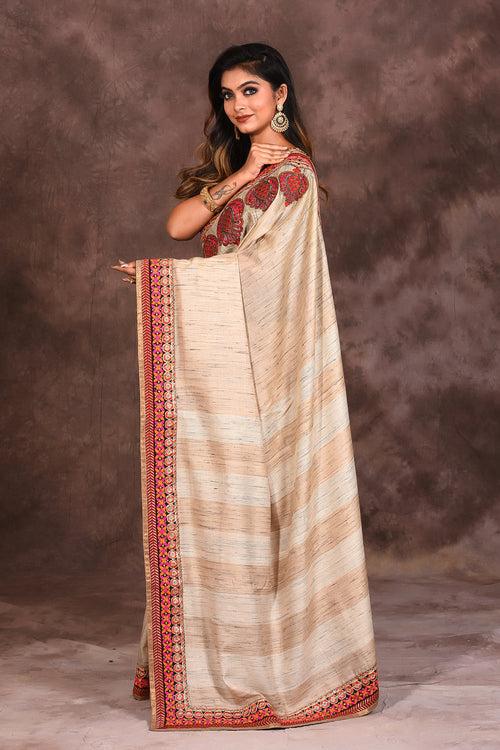 Offwhite Semi-Silk Saree