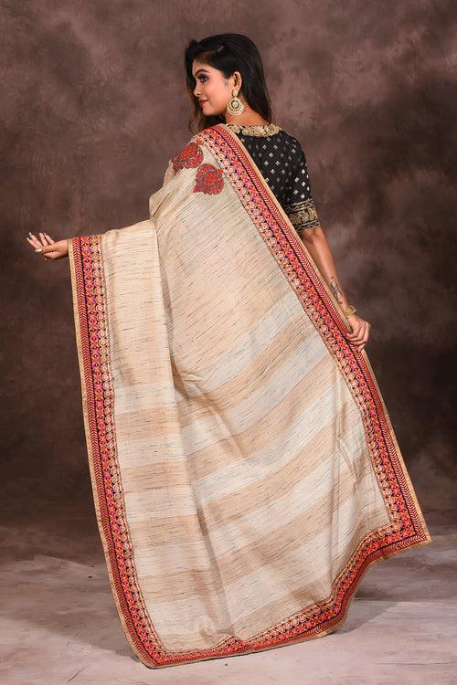 Offwhite Semi-Silk Saree