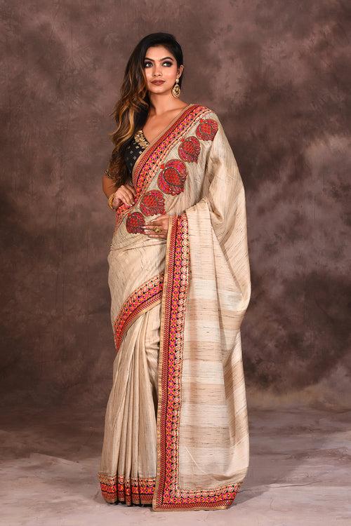 Offwhite Semi-Silk Saree