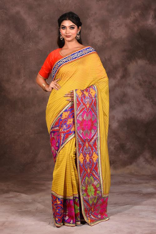 Yellow Handloom Silk Saree