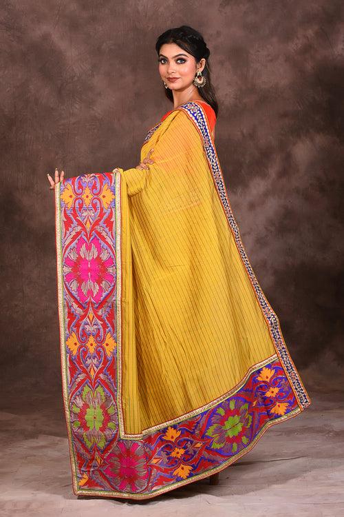 Yellow Handloom Silk Saree