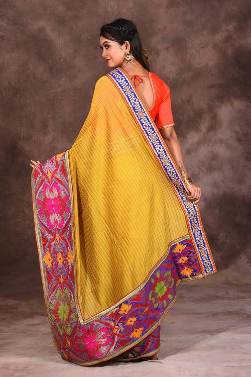 Yellow Handloom Silk Saree