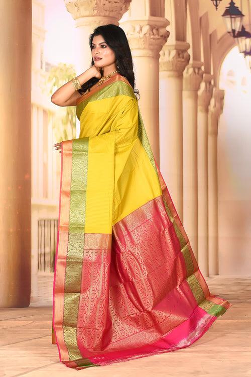 Leaf Green Semi Silk Saree