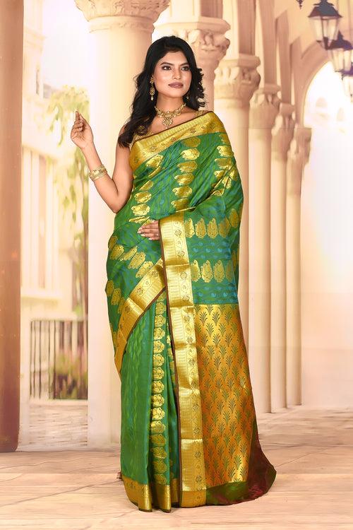 Elegant Green Semi Silk Saree