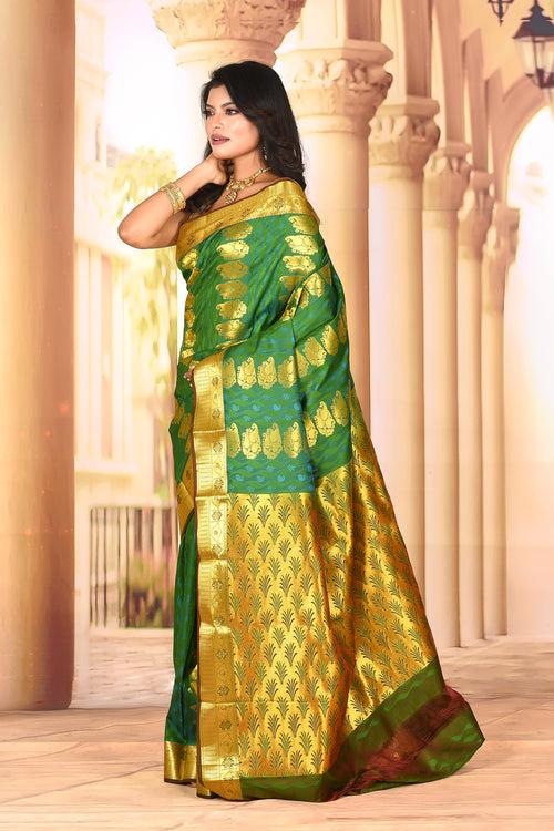 Elegant Green Semi Silk Saree