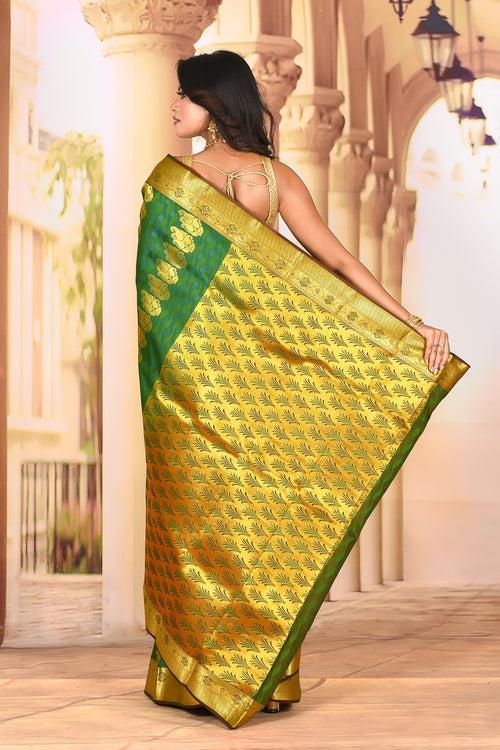 Elegant Green Semi Silk Saree