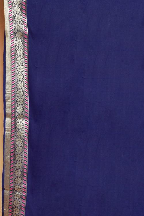 Navy Blue Semi Silk Saree