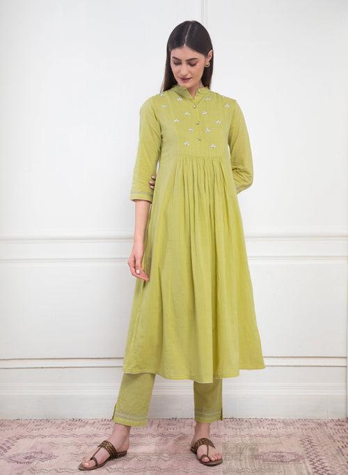 Bhini Cotton Pleated Kurta