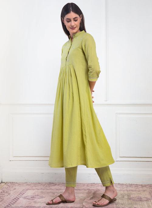 Bhini Cotton Pleated Kurta