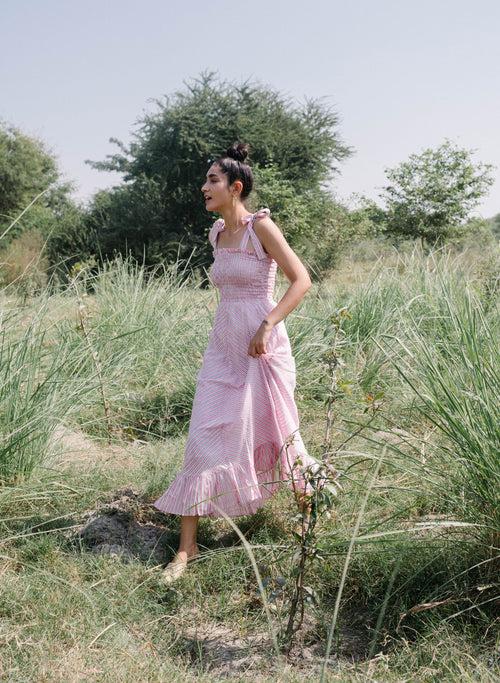 Rose Garden Smocked Pink Dress