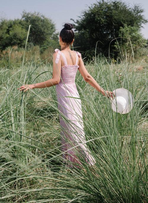 Rose Garden Smocked Pink Dress