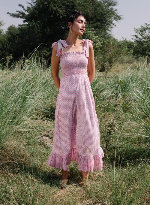 Rose Garden Smocked Pink Dress