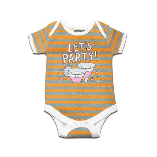 Kidswear By Ruse Let'S Party Printed Striped infant Romper For Baby