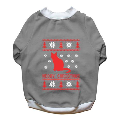 Ruse 'Basics' "Meowy Christmas" Printed Crew Neck Full Sleeve Sweatshirt For Dogs