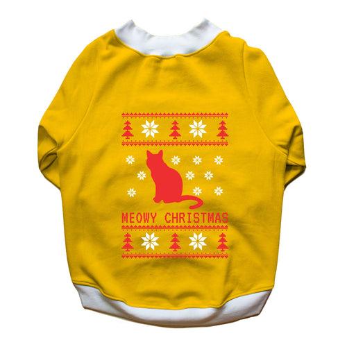 Ruse 'Basics' "Meowy Christmas" Printed Crew Neck Full Sleeve Sweatshirt For Dogs