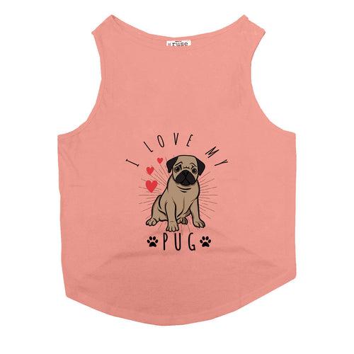 "I Love My Pug" Printed Tank Dog Tee