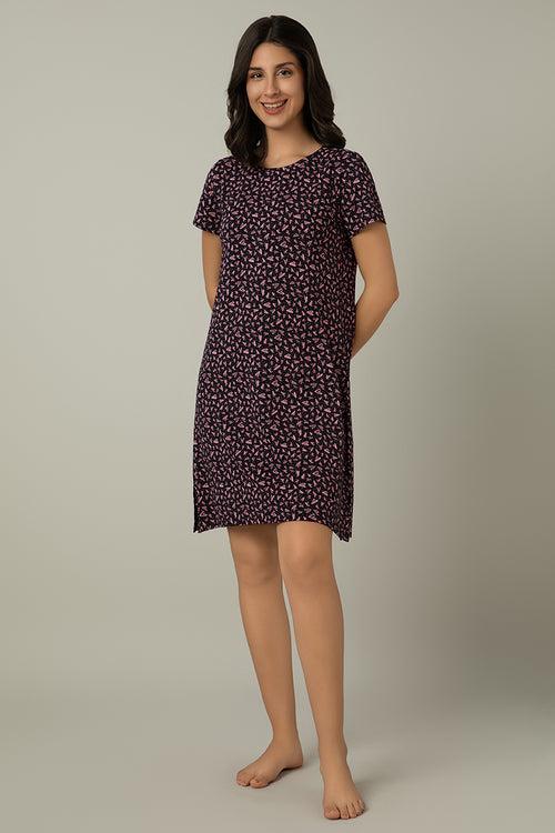 Comfort Sleep Dress - Polka Heart Print