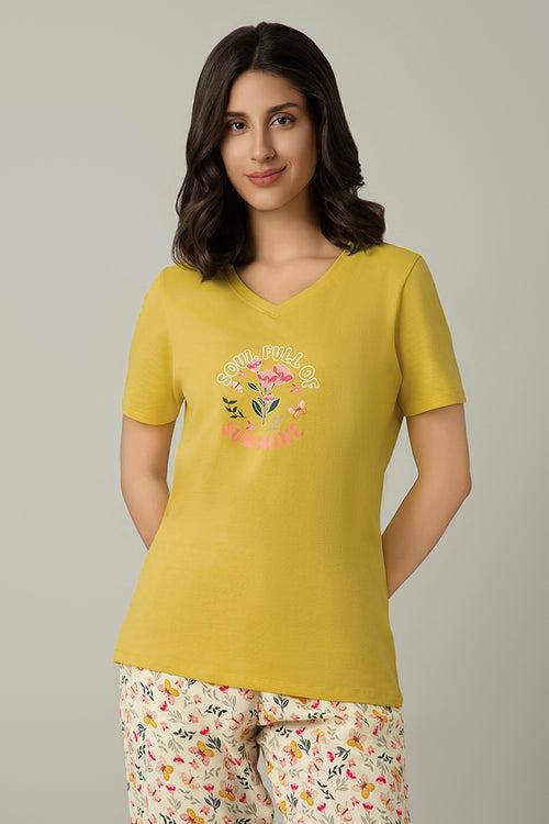 V-Neck Sleep Tee - Sunshine Print