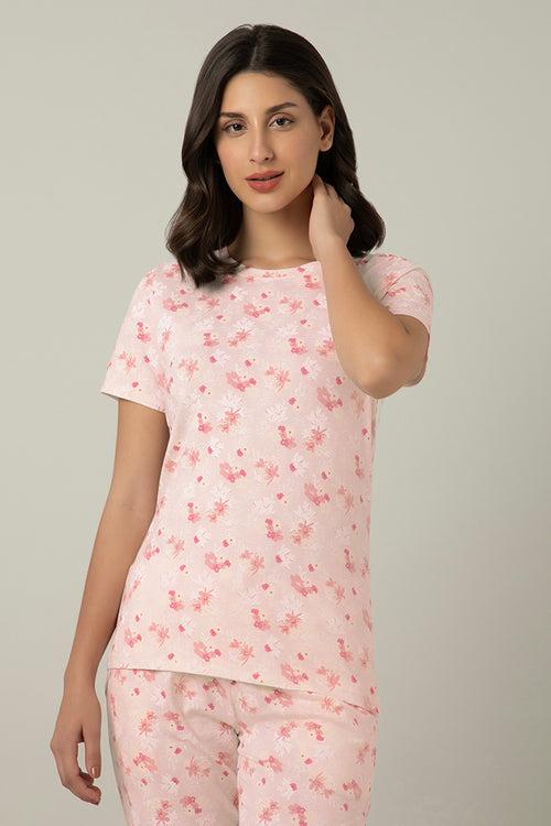 Scoop Neck Sleep Tee - Delicacy Floral Print