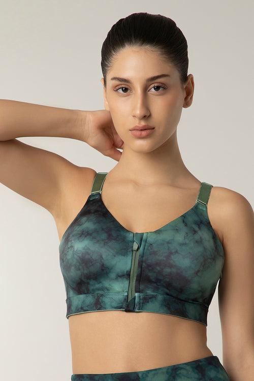 Energize Intense Sports Bra  - Marble Green Print