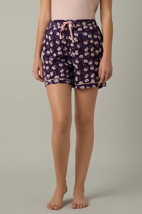 Sleep Shorts - Shadow Purple Floral Print