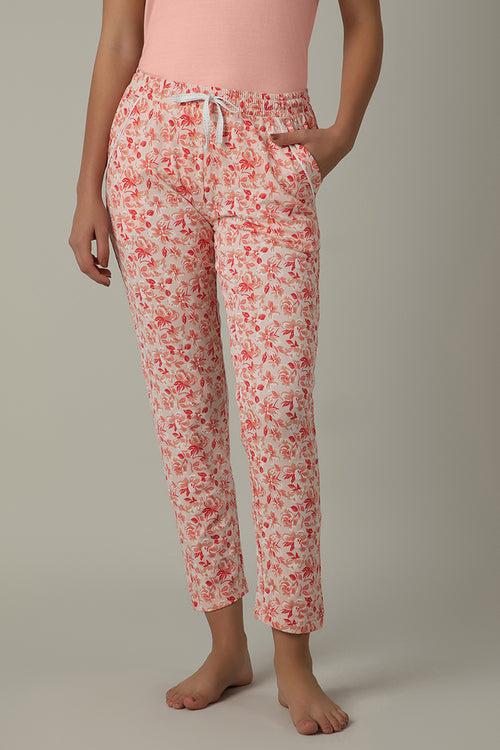 Full Length PJ Bottom - Peach Floral Print