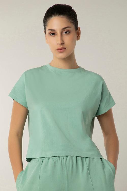 Essential Crop Top - Granite Green