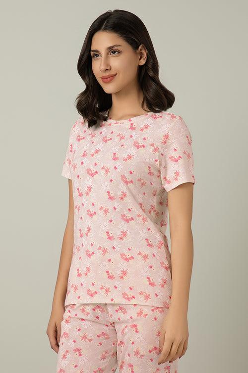 Scoop Neck Sleep Tee - Delicacy Floral Print