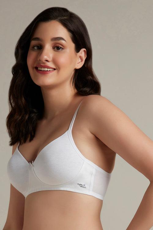 Simply Soft Padded Non-Wired Cotton Bra - White