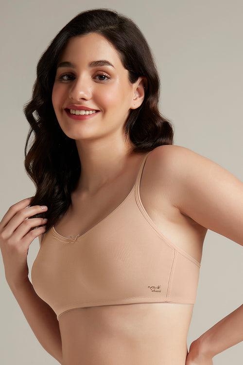 Daily Support Non Padded Non-Wired Cotton Bra - Sandalwood
