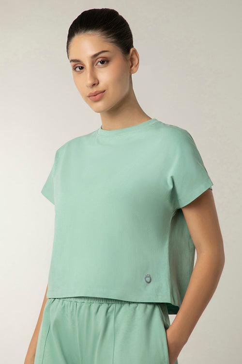 Essential Crop Top - Granite Green