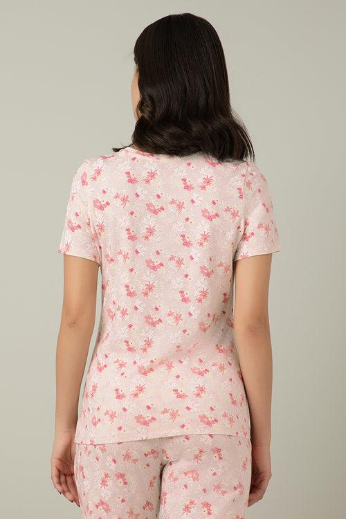 Scoop Neck Sleep Tee - Delicacy Floral Print