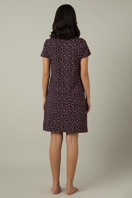 Comfort Sleep Dress - Polka Heart Print