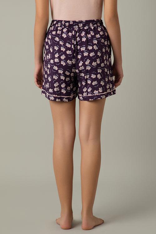 Sleep Shorts - Shadow Purple Floral Print