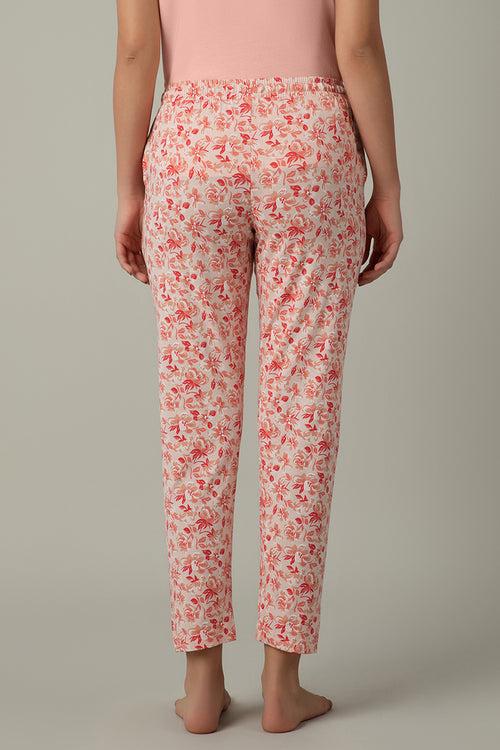 Full Length PJ Bottom - Peach Floral Print