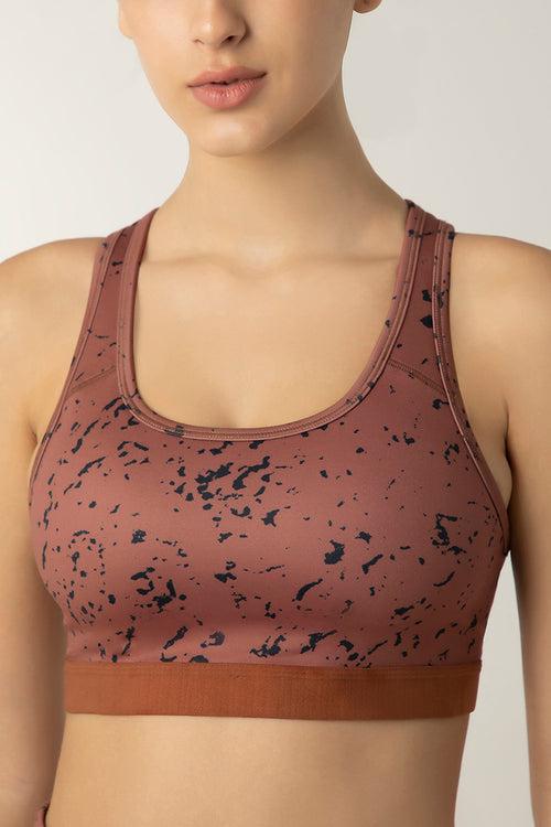 Energize Medium Impact Racerback Sports Bra - Abstract Active Print