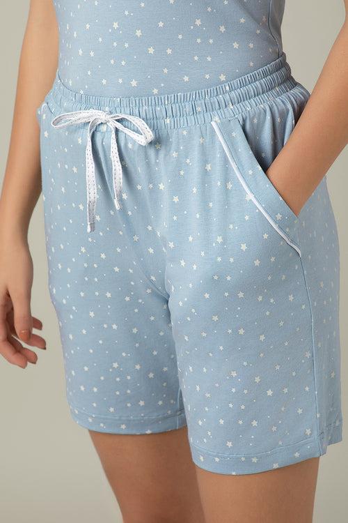 Sleep Shorts - Celestial Blue Print