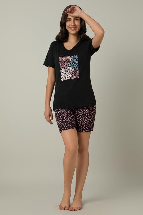 Sleep Shorts - Polka Heart Print