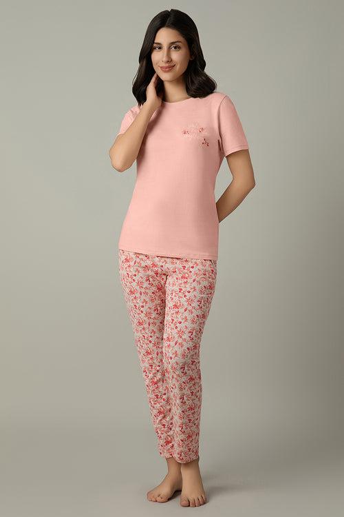 Full Length PJ Bottom - Peach Floral Print