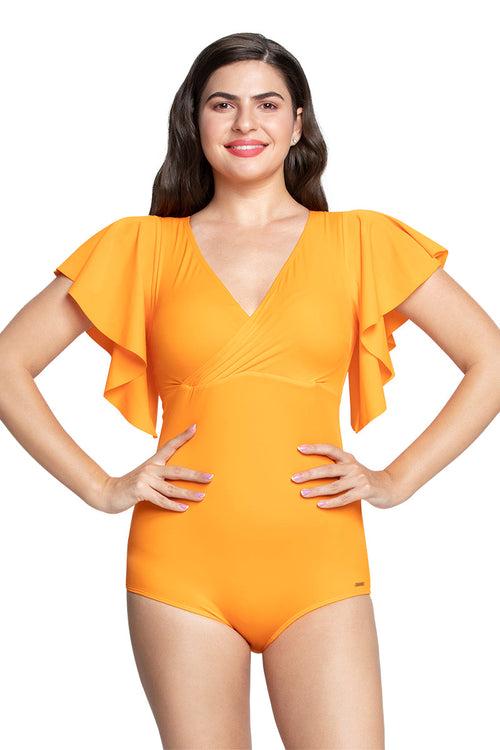 V-Neck Padded One Piece - Orange Drive