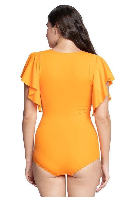 V-Neck Padded One Piece - Orange Drive