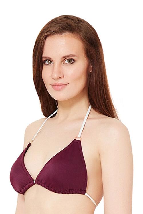 Padded String Swim Bikini Top - Red Purple