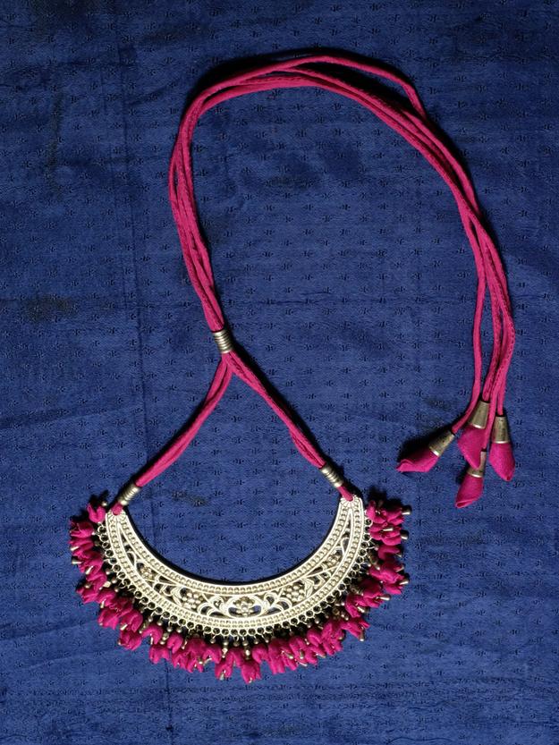 Pink Silver Mogra Hasli