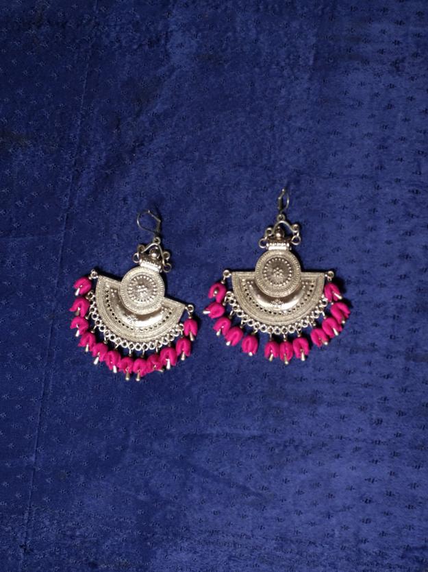 Pink Silver Apsara Earring