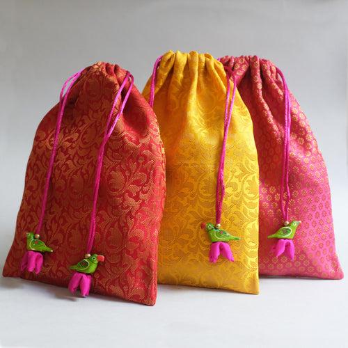 Brocade Gift pouches - set of 3