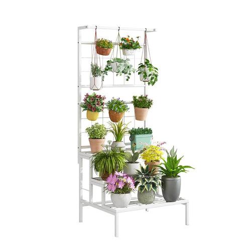 Casa De Amor Metal Planter Stand for Living Room, 3 Steps Plant Stand Big Rack for Home Garden