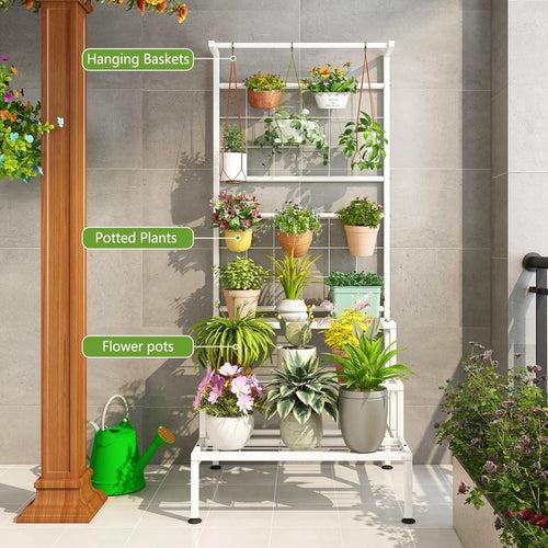 Casa De Amor Metal Planter Stand for Living Room, 3 Steps Plant Stand Big Rack for Home Garden