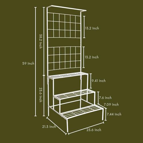 Casa De Amor Metal Planter Stand for Living Room, 3 Steps Plant Stand Big Rack for Home Garden