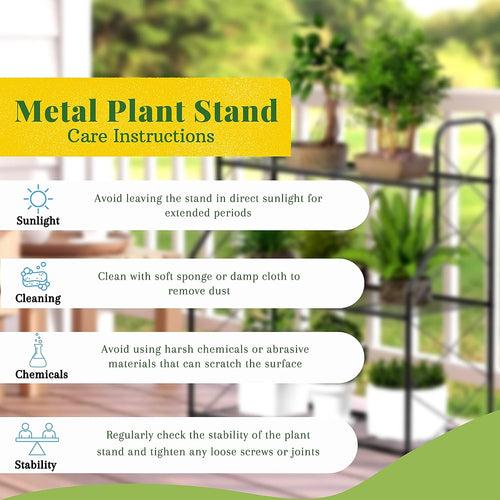 Casa De Amor Metal Planter Stand for Living Room, 3 Steps Plant Stand Big Rack for Home Garden