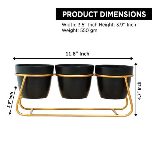 Casa De Amor Stylish Trio Tabletop Metal Planters Set with Designer Pots